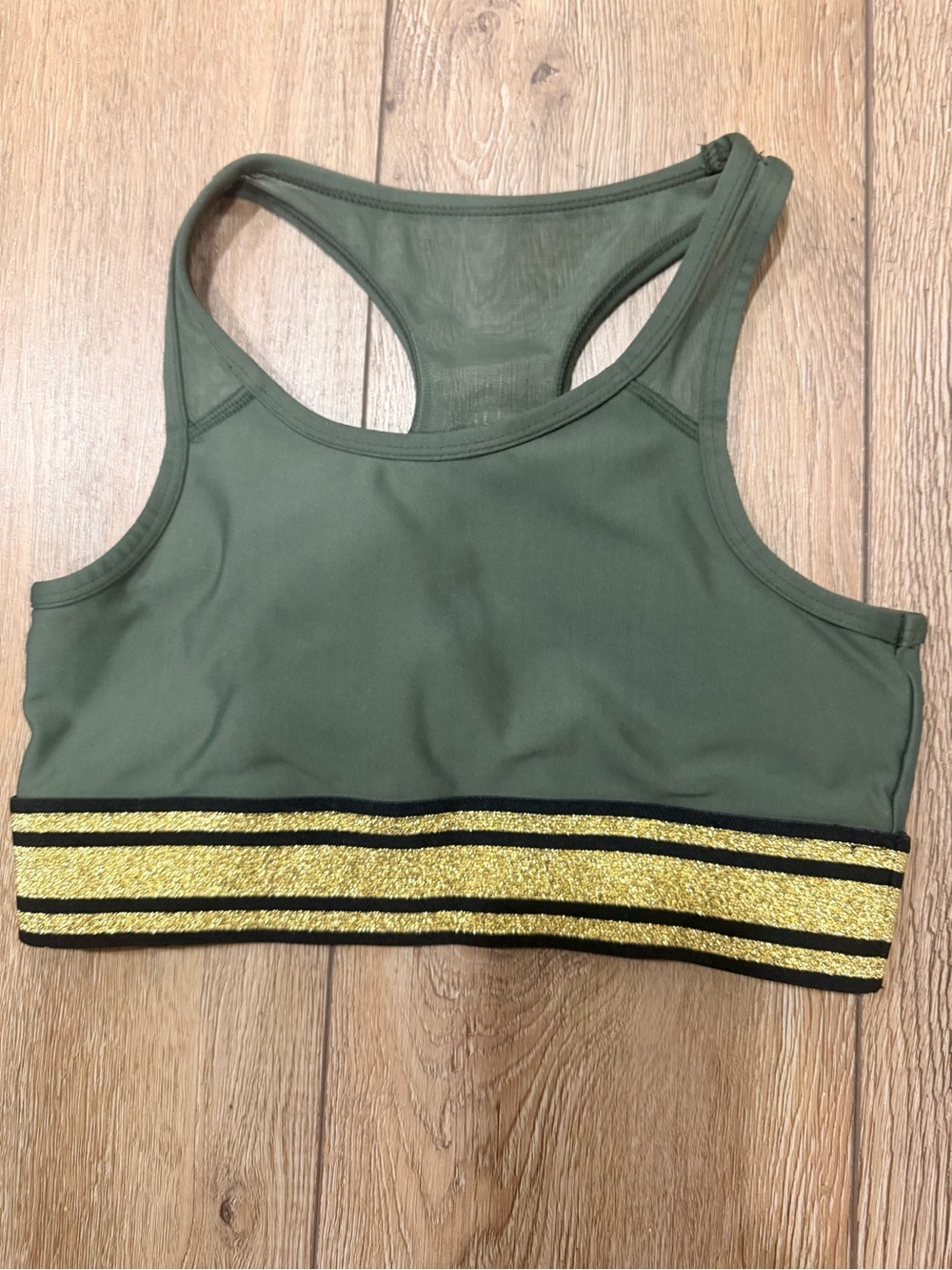 C&C California Olive Green Sports Bra with Yellow Logo Accent 0364
